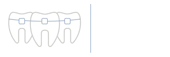 Logo Kieferorthopädiezentrum Essen mit drei Zähnen und Zahnspange